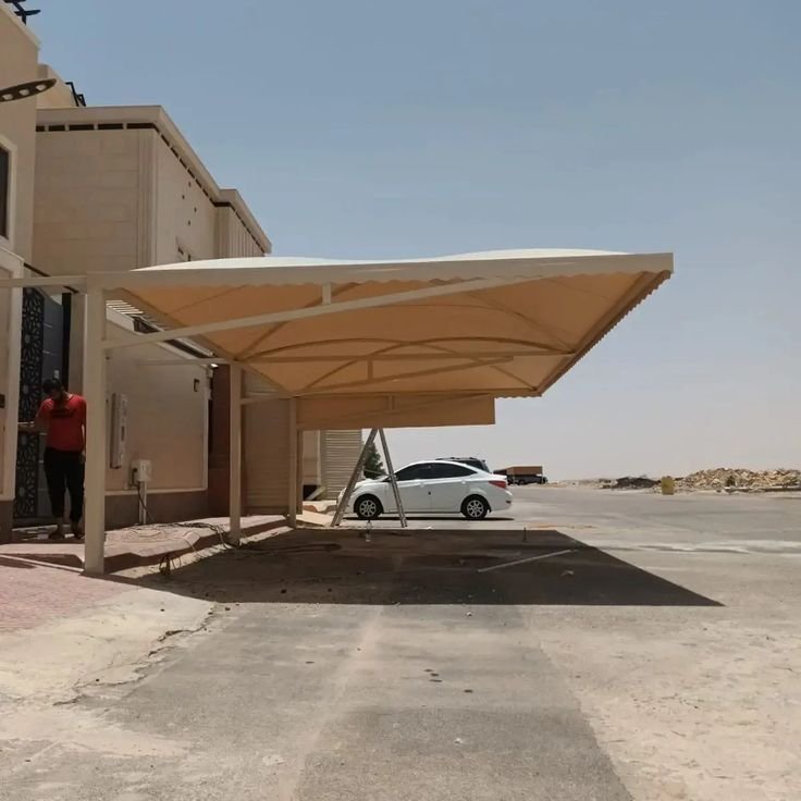 صورة توضيحية لأعمال مظلات سيارات